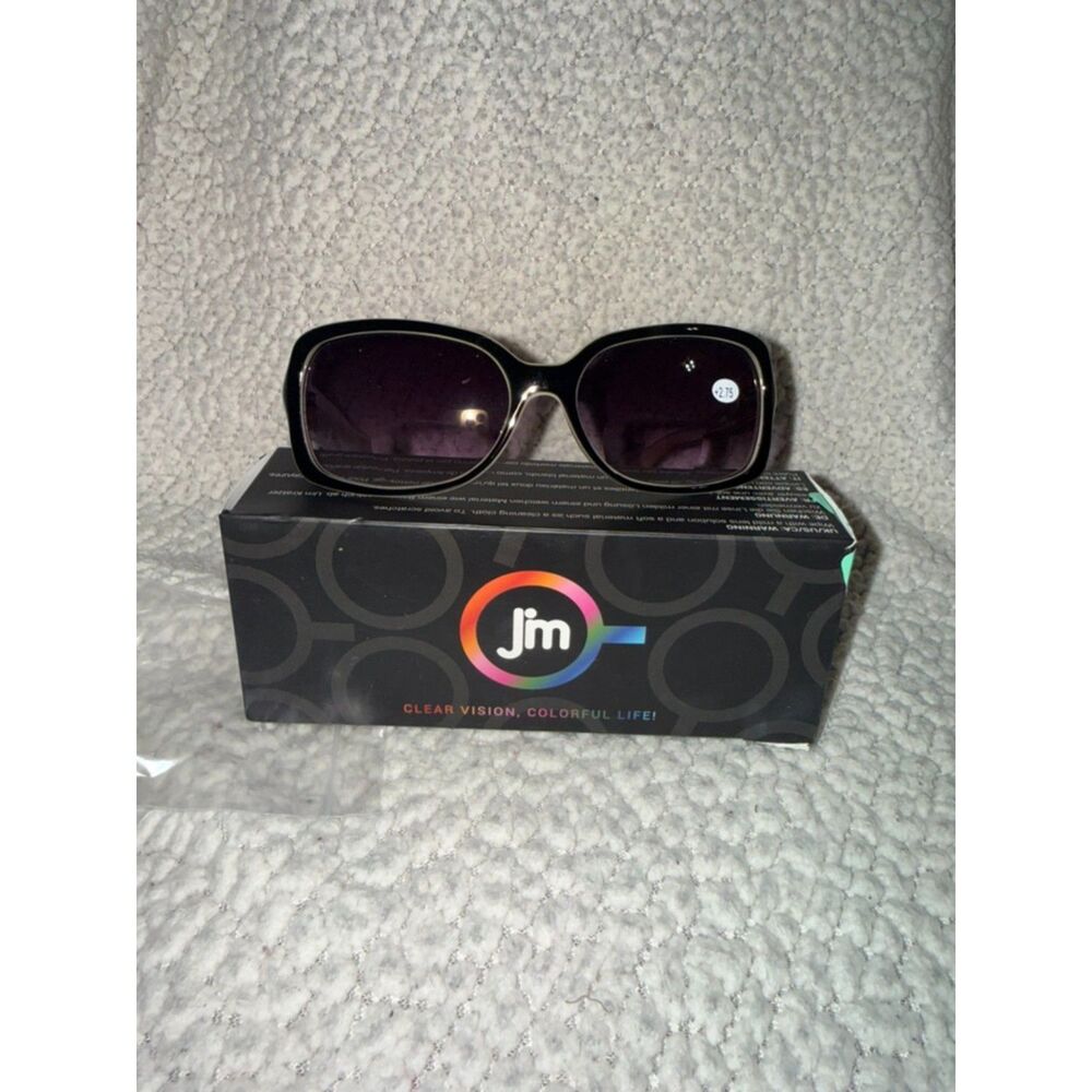 JM Classic Bifocal Reading Sunglasses Women +2.75 Black Oversized